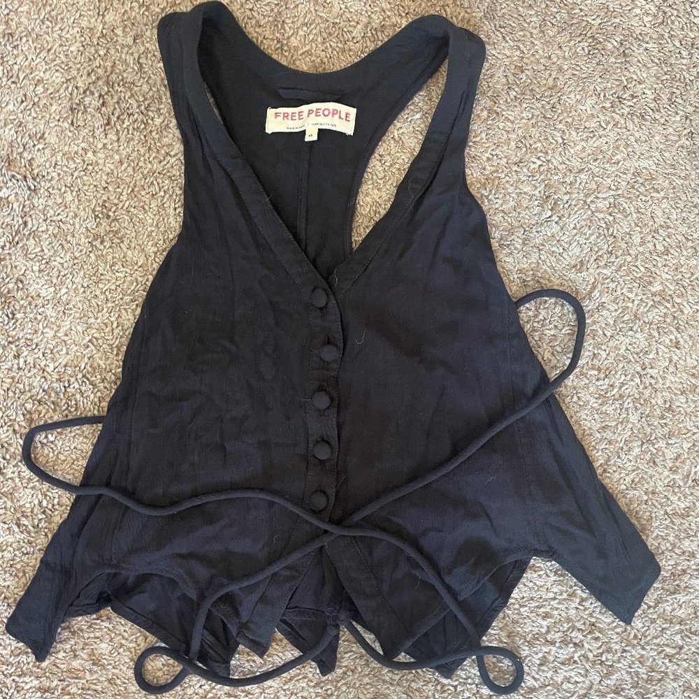 Free People Black Button Casual Vest size XS